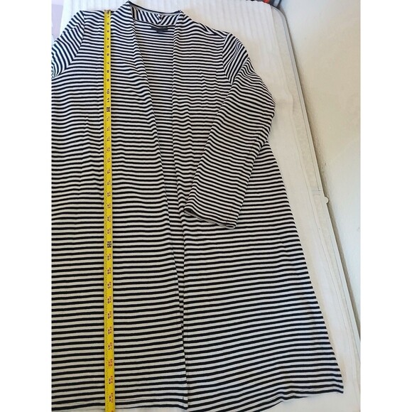J. Jill Wearever Collection M Women’s Cardigan Black White Striped Open Front - Picture 8 of 16